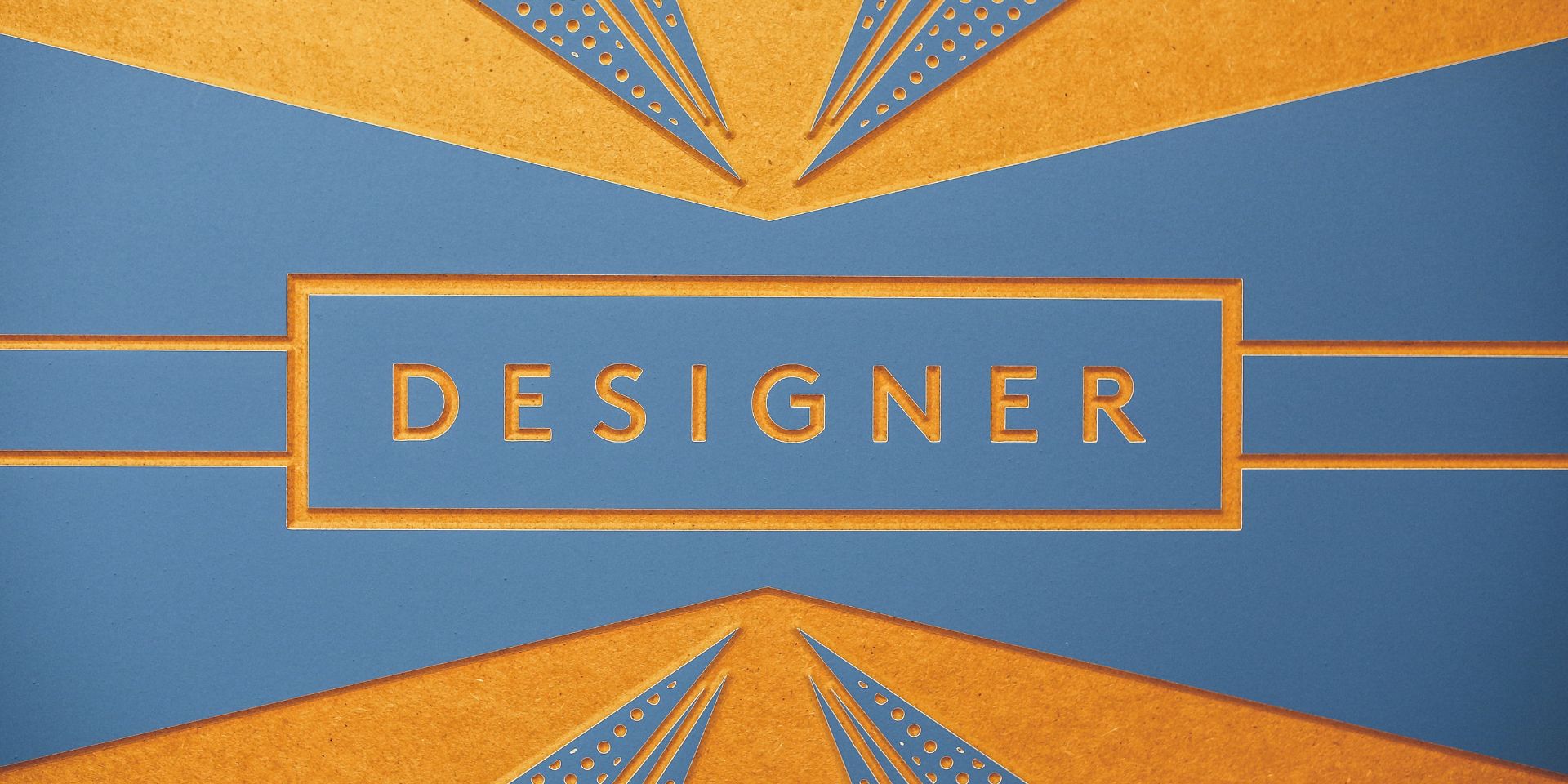 A mock-up of a business card design, with the word "designer".