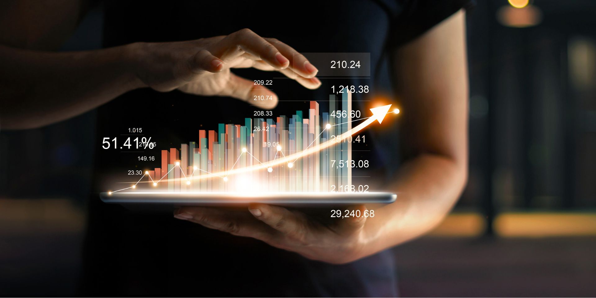 A white chart showing growth against a black background.