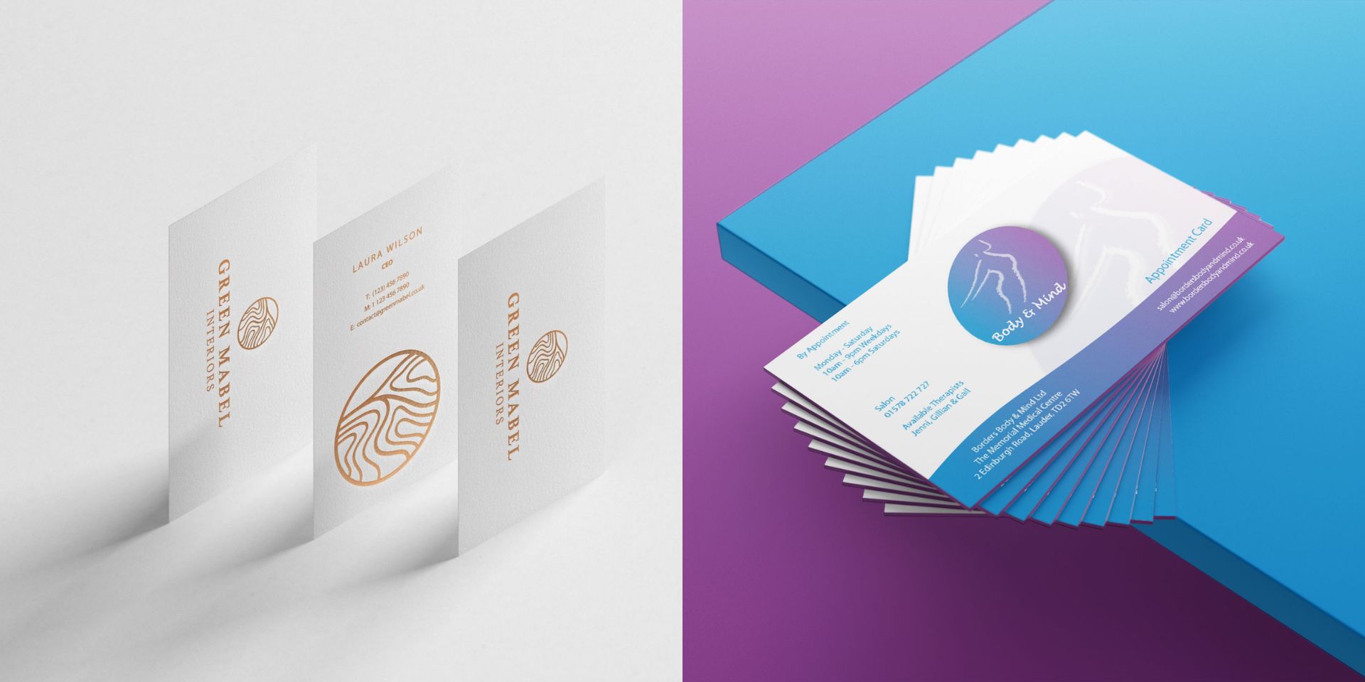 Two business card designs from thefingerprint.