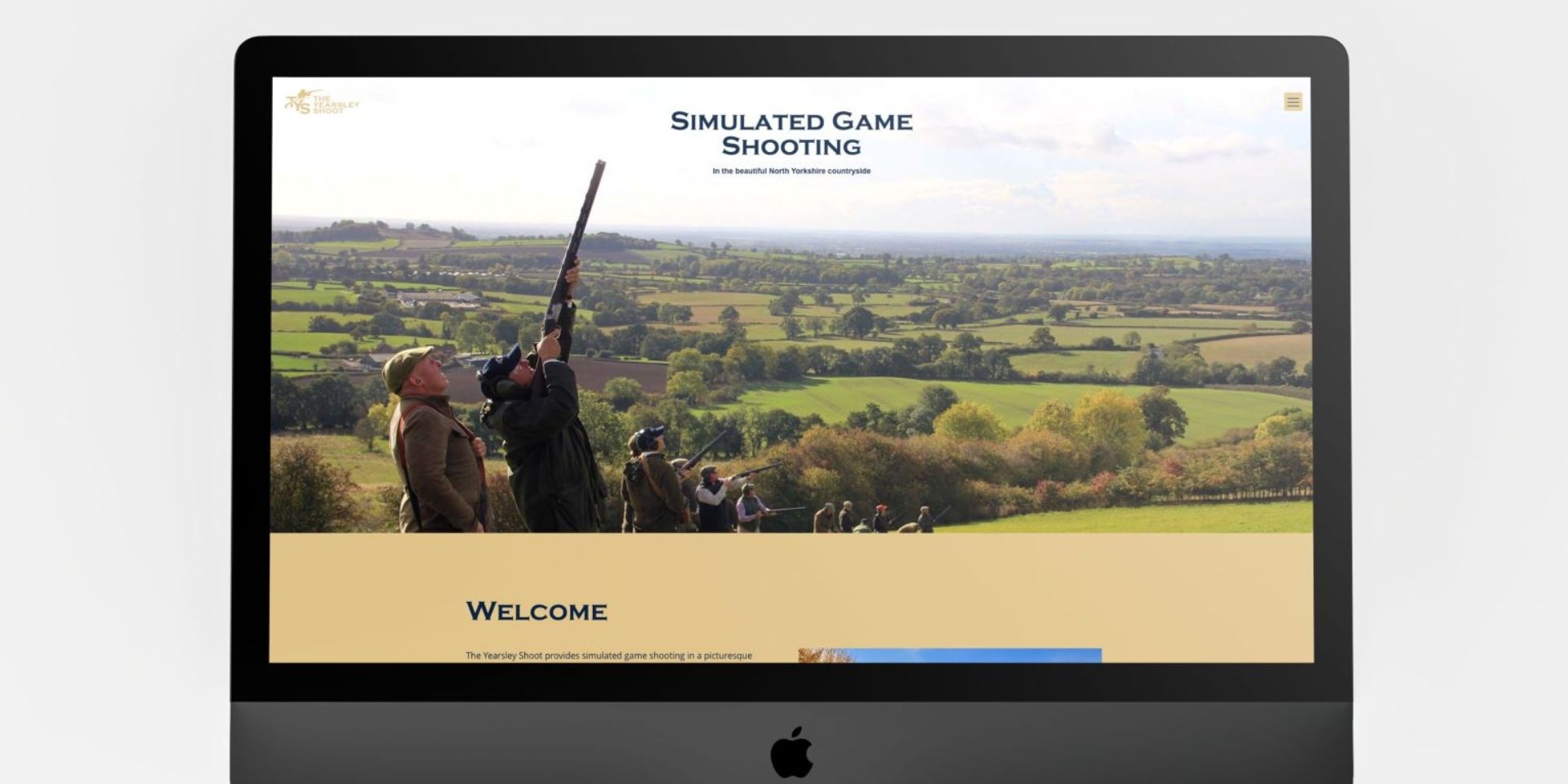 This image shows a website design we created for the Yearsley simulated game shooting business.